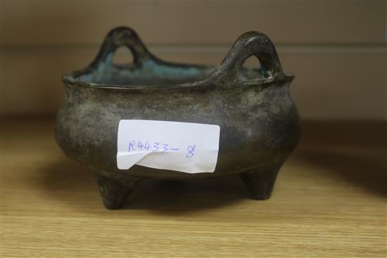 A Chinese bronze censer W.5.5in.